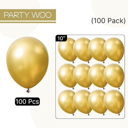 PartyWoo Metallic Gold Balloons 100pcs Chrome Gold Color 10 Inch | Balloons - Image 6