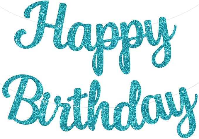 BEISHIDA Glitter Lake Blue Happy Birthday Banner Party Decoration NO DIY | by Beishida