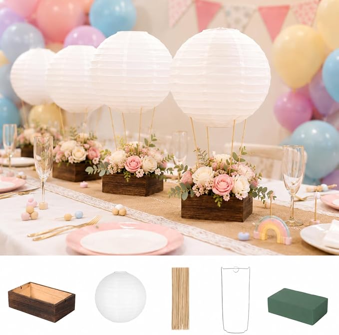 8 Sets Hot Air Balloon Table Centerpieces Kit All-In-One Hot Air Balloon - Image 2
