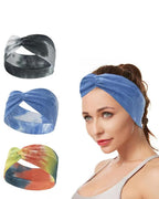 6 Pcs Wide Headbands for Women, Boho Tie Dye Headbands, Soft Fashion Headbands, Hair Bands for Daily Workout Yoga, Z-AB