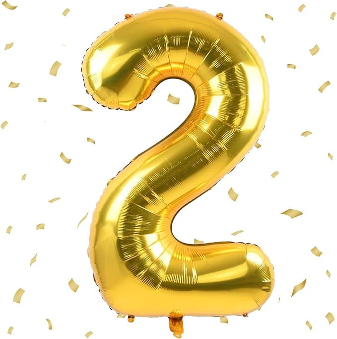 40 inch Gold Number Balloon Giant Foil Helium Balloons Gold Number 2 Balloon by Yeodong