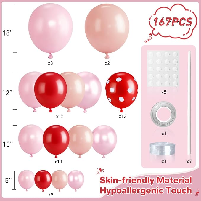 Red and Pink Balloon Garland Arch Kit - Image 2