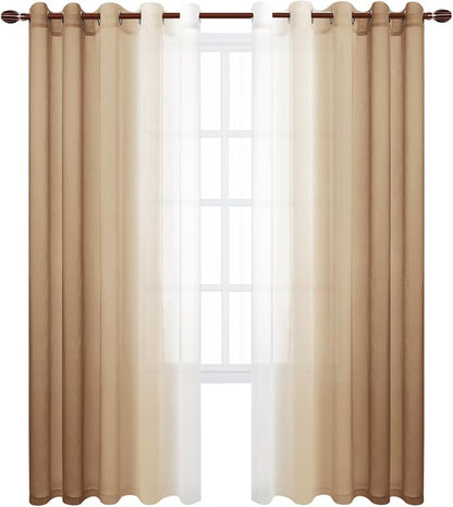 DWCN Ombre Faux Linen Sheer Curtains - Image 8