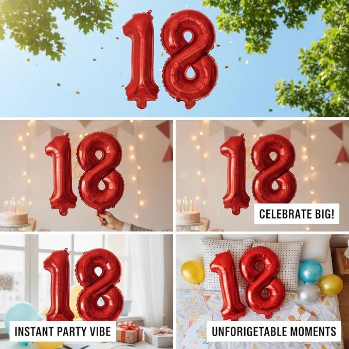 Number 18 Balloon Foil Mylar Balloons - Image 2