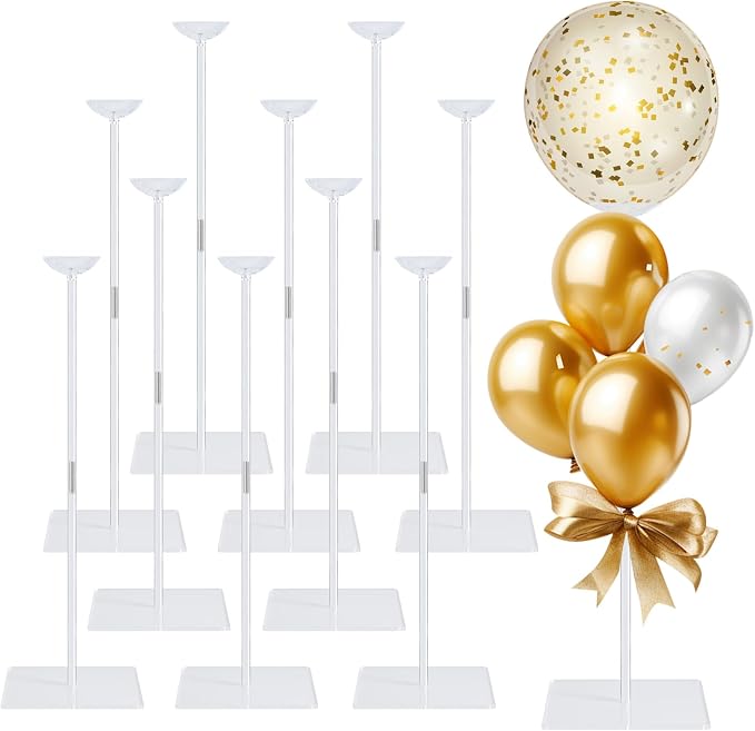 10 Pack 24 Inch Reusable Acrylic Balloon Stand Kit by TOCEMEI