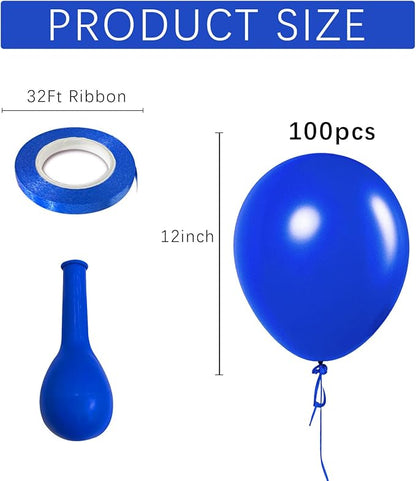 Blue Balloons Blue Party Decorations 100 Pack 12 inch Round Royal Blue Balloons - Image 2