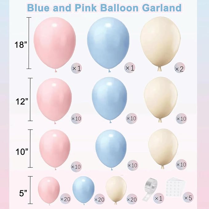 Gender Reveal Balloons Garland Kit, Dusty Pink Blue Sand White | Dusty Pink and - Image 2