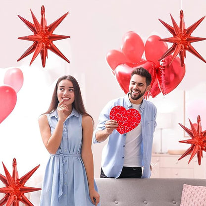 TONIFUL 4 Pcs Explosion Star Balloons Red Foil Balloon Party Decorations | - Image 6