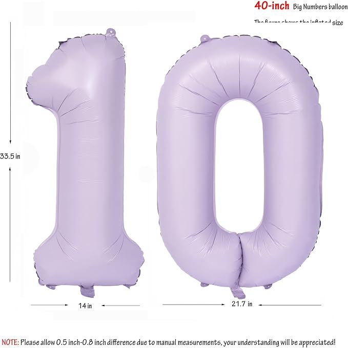 40 In Matte Purple Number Balloons Helium Foil Mylar Balloon Digital 10 | - Image 2