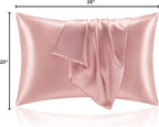 BEDELITE Satin Pillowcase with Zipper 2 Pack, Rose Pink Pillow Cases Standard Size, Super Soft and Cooling Similar to Silk Pillow Cases, Gift for Women Men(20x26 Inches)