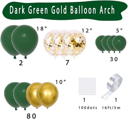 Dark Green Gold Balloon Garland Arch Kit - Image 4