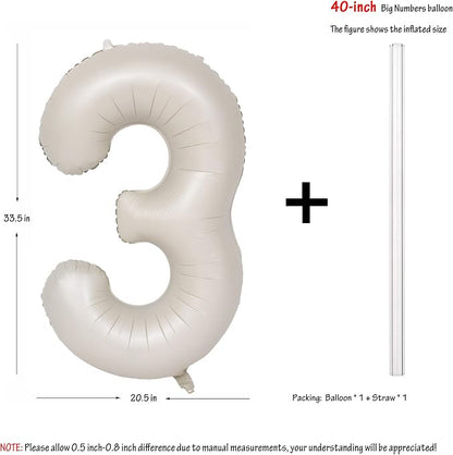 40 In Cream white Number Balloons Helium Foil Mylar Balloon Digital 3 | - Image 2