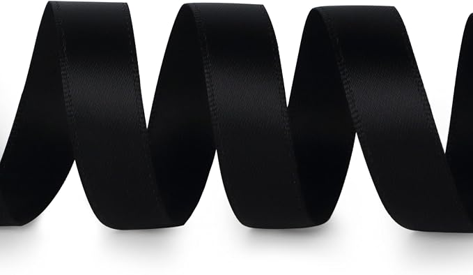 Ribbli Double Faced Black Satin Ribbon, 1/2” x Continuous 25 Yards, Use - Image 2