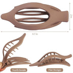 Flat Hair Clip 6 pcs Lay Down Claw Clips Hair Accessories for Women -Brown Blue