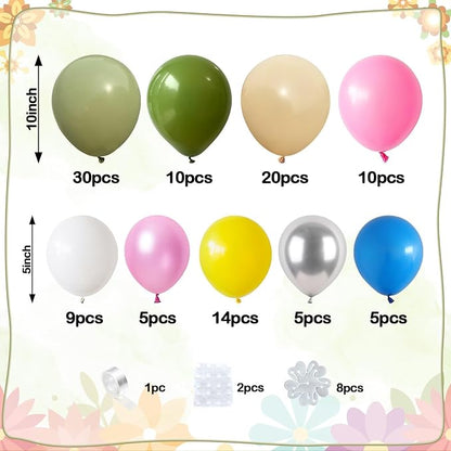 Daisy Flower Balloon Arch Kit, Spring Fairy Sage Green Nude Balloons Garland - Image 2