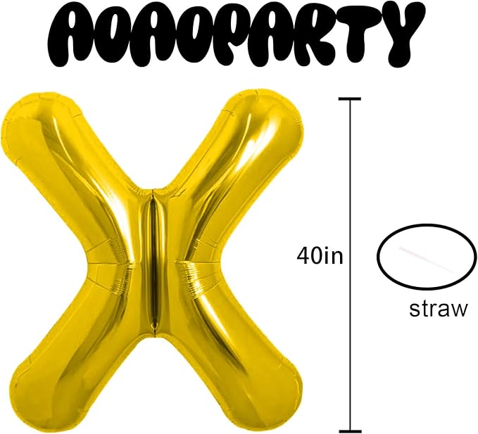 Letter Balloons Gold 40 Inch X Large Giant Big Foil Mylar Balloon | - Image 3