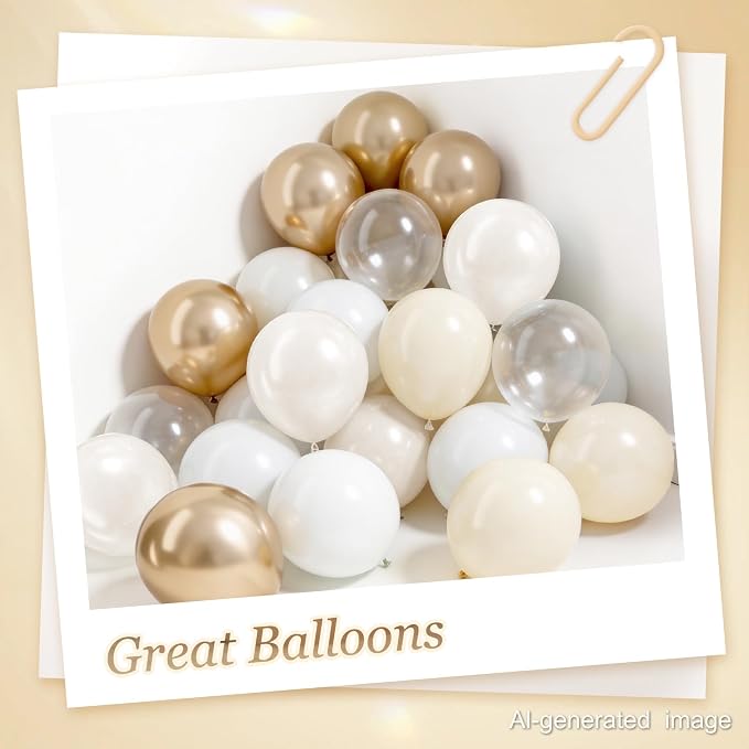 129pcs White and Gold Balloon Arch Kit Metallic Gold Balloons | Baby Shower - Image 4