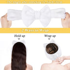Shintop Skincare Headband, Soft Spa Headband Makeup Headwear with Cute Bow Elastic Hairband for Washing Face Facial Mask Showers（White）