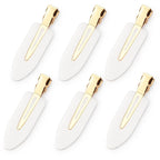 D 6 Pcs Creaseless Hair Clips No Crease Hair Clip Makeup Clips for Women and Girls Flat No Bend Hair Clips for Hairstyling Salon Golden Handle (White)