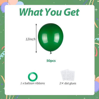50pcs Dark Green Balloons, Helium 12inch Emerald Green Party Balloons - Image 2