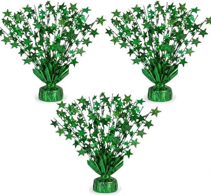 PMU 3 Pack Bursting Star Metallic Foil Spray Centerpiece- Green Balloon Weights by PMU