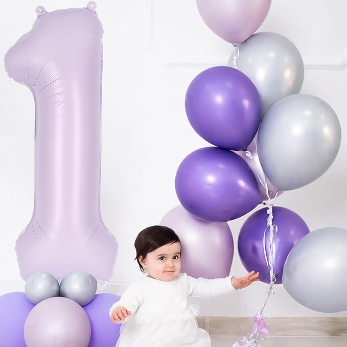 Light Purple Number 1 Balloon, 40 Inch Big Large Foil Helium Number Balloons - Image 4