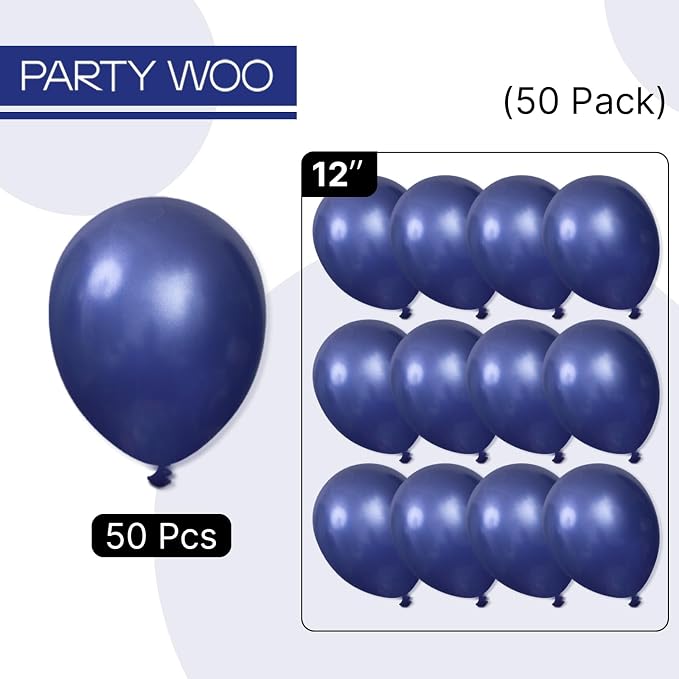 PartyWoo Navy Blue Balloons 50pcs Dark Blue Latex Helium Balloons 12 Inch | - Image 7