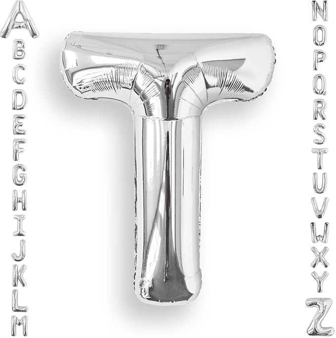 AULE 40 Inch Silver T Balloon Letter Foil A-Z Birthday Big Alphabet | Birthday by AULE