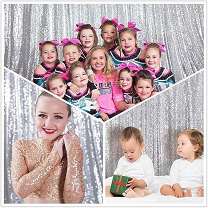 Poise3EHome Silver Backdrop, 8FT x 10FT Silver Sequin Photography Backdrop - Image 3