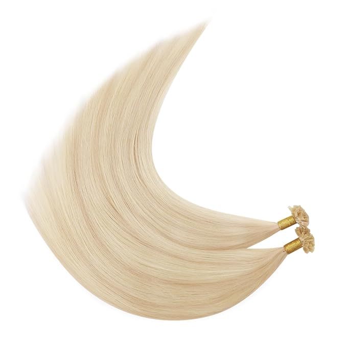 YoungSee K Tips Hair Extensions Human Hair Blonde 22inch Keratin Tip Extensions Ash Blonde Highlight Blonde K Tip Hair Extensions Remy Hot Fusion Keratin Hair Extensions for Volume 50g #18/613