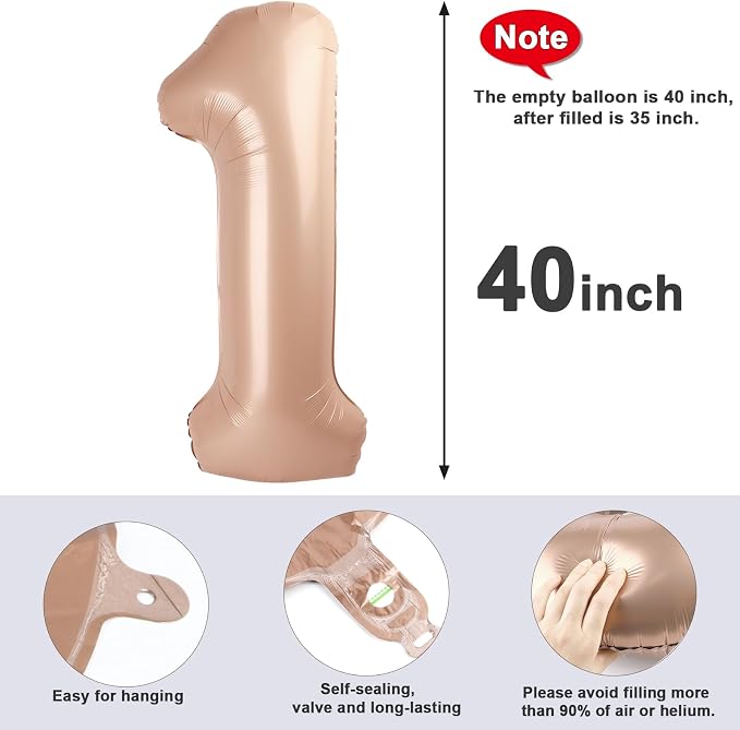 1 Balloon Number 40 Inch Light Brown Balloons - Image 5