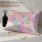 1 Pack Satin Pillowcase for Hair and Skin Vintage Colorful Moroccan Gold Line Imitation Silk Pillowcase with Hidden Zipper Soft Breathable Pillow Cover Standard Size for Bedroom Sofa 20”x26”