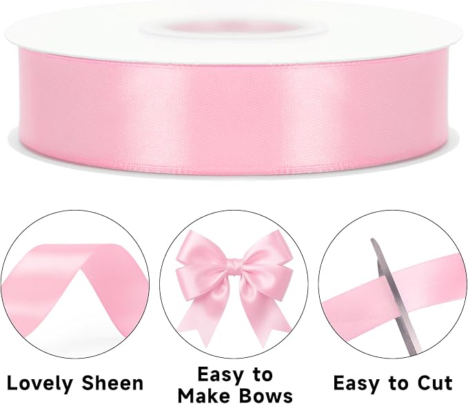 KINGLAKE Light Pink Satin Ribbon - Image 3