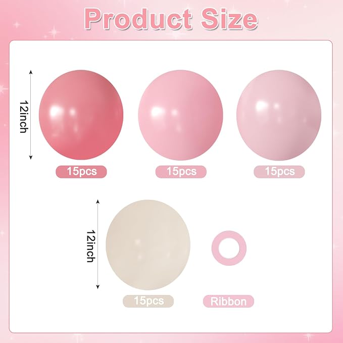 Pink and White Balloons for Baby Shower Bridal Shower Birthday Decorations | - Image 2