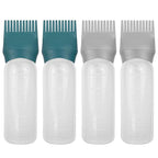 4 Pack Root Comb Applicator Bottle, Hair Oil Comb Applicator for Hair Dye, Shampoos, Salons (Grey+Green)