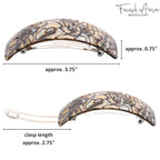 French Amie Curved Onyx Large 3 ¾” Handmade Celluloid Automatic Volume Hair Clip Barrette (Onyx Silver Grey)