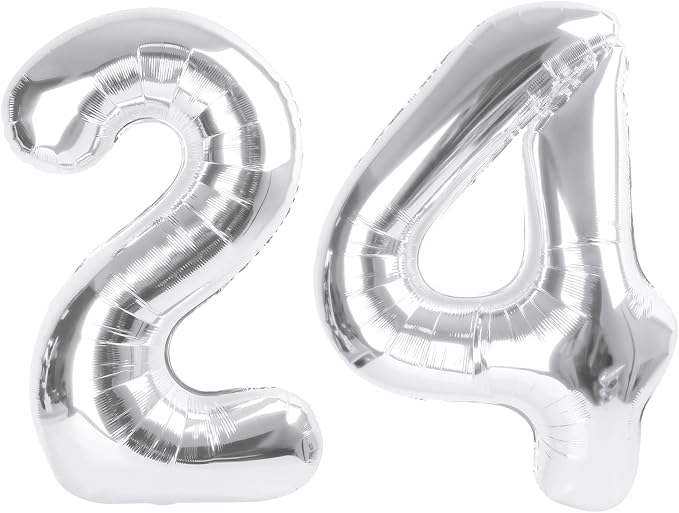 24 Balloon Numbers 40Inch for 24th Year Old Birthday Decorations, Inflation by Mluchee