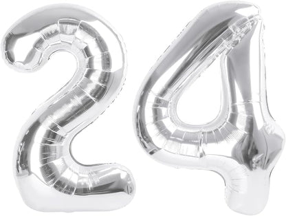 24 Balloon Numbers 40Inch for 24th Year Old Birthday Decorations, Inflation by Mluchee