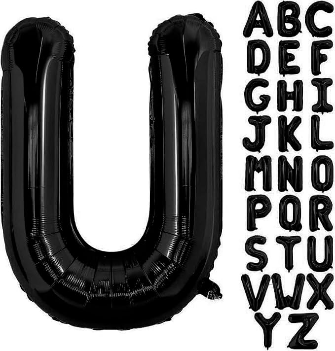 Black Letter U Balloons, U Balloon 40 Inch U Balloon Letter by BBPOOL