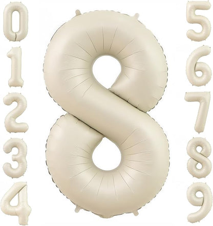 Cream 8 Balloon Number 40 Inch Cream White Number 8 Balloon Helium Mylar 8 by BBPOOL