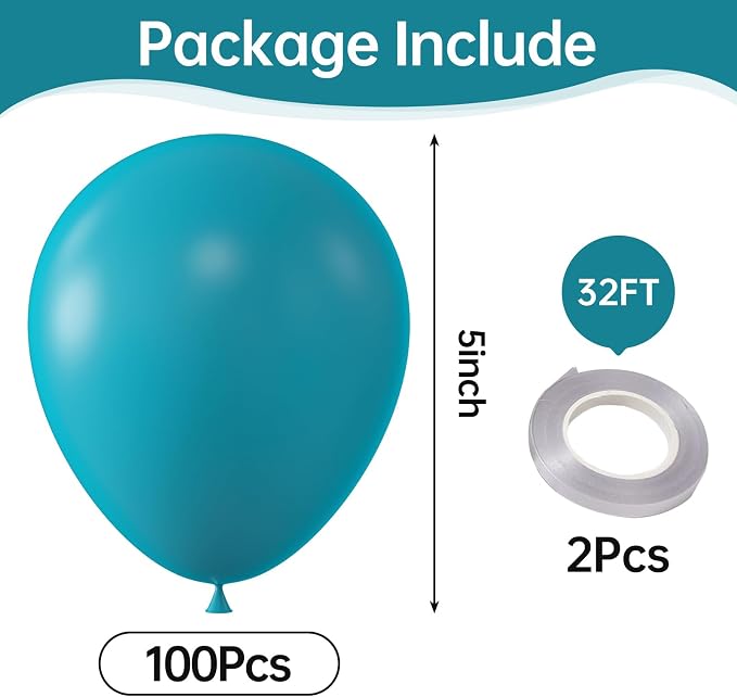 Retro Peacock Blue Balloons, Birthday Decoration, Wedding Party, Baby Shower - Image 2