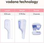 VODANA Compact Triple Flow Hair Waver - Portable Ceramic Curling Iron, Long-Lasting Beach Waves, Fast Heat-Up Double Barrel (1.25 inch, Powder Blue)