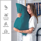 Silk Pillow Cases 2 Pack Soft Breathable and Sliky Standard Size Pillow Cases Set of 2,Natural Mulberry Satin Silk Pillowcase with Hidden Zipper for Hair and Skin (Teal,20"X 26",2pcs)