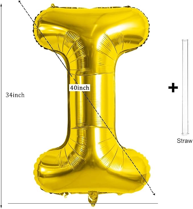 Gold Letter Balloons 40 Inch Large Letter I Balloon Aluminum | Foil Mylar Big - Image 2