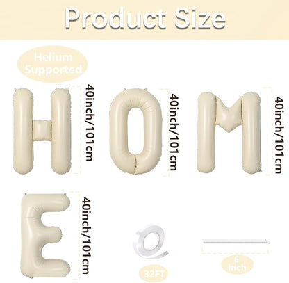 40 Inch Cream White HOME Balloon Banner – Large Ivory Alphabet Mylar Letter - Image 2