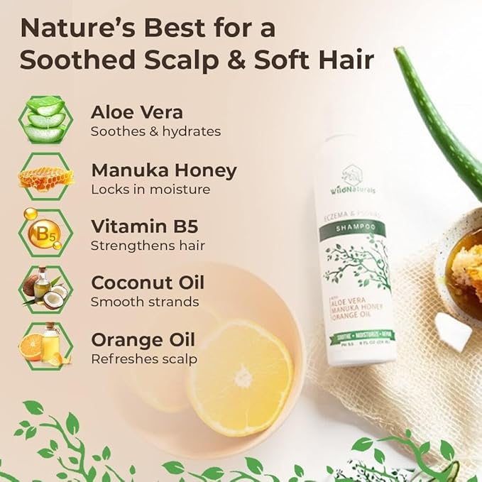 Eczema & Psoriasis Treatment Shampoo - Anti-Dandruff, Scalp Relief for Dry & Itchy Skin - Hypoallergenic, Paraben & Fragrance-Free for Sensitive Scalp