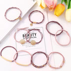 DIYDEC 10PCS Hair Ties Bracelet for Women 5 Styles Soft Braided Boho Hair Bands Elastic No Damage Hair Ties for Girls thick Thin Long Curly Hair Accessories(Pink)