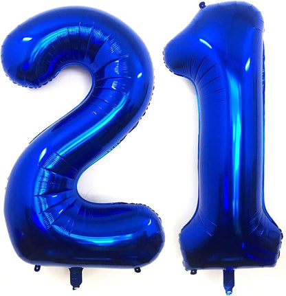 40 Inch Navy Blue 21 Number Balloons Giant Jumbo Huge 12 or 21 Foil Mylar by LHOAVWE