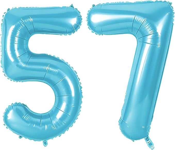 Number 57 Balloons for 57th Birthday Party Decorations, 0-100 Large No.57 by Joycard
