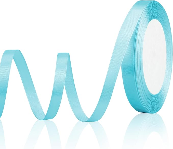 Light Blue Ribbon for Cinco De Mayo Decorations Satin Ribbons 3/8 inch 25 Yards by OALCQ
